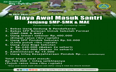 INFORMASI PENERIMAAN SANTRI DAN SISWA BARU PONDOK PESANTREN ASY-SYARIFIY TAHUN 2026 - 2027
